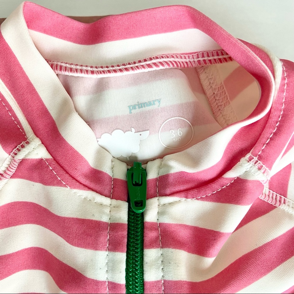 Hanna Andersson baby rash guard swimsuit - 3-6 months - pink stripe and green